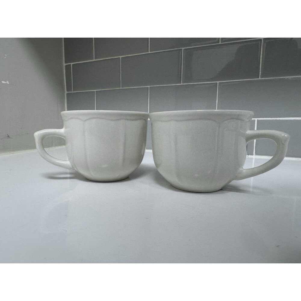 Farberware French Buffet White Stoneware Mugs Set of 2